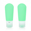 2-Pack Mint Green Flexible Silicone Leakproof Travel Squeeze Bottles with Clear Label Base and Flip-Top Caps on white background