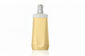 BPA Free Collapsible Silicone Foldable Water Bottle in light yellow with leakproof screw cap, shown on white background